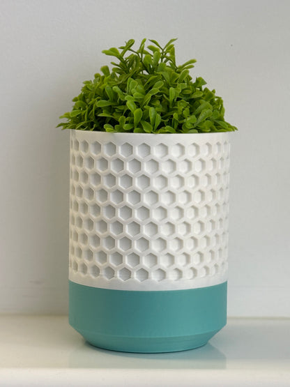 Modern Honeycomb Planter with Drip Tray